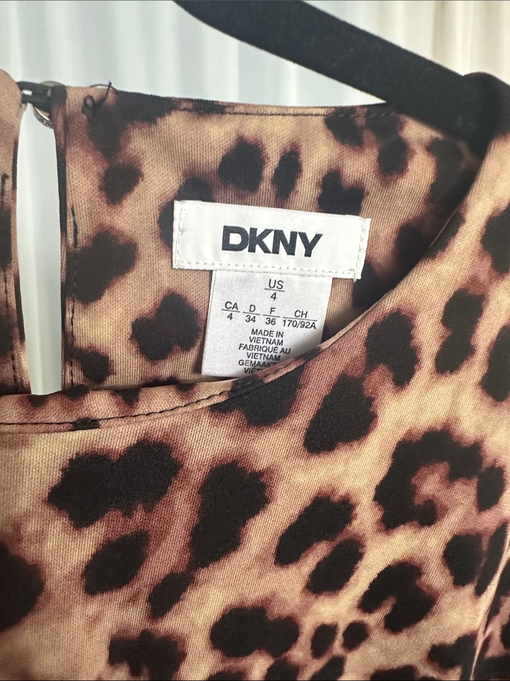 DKNY Leopard Print Long Sleeve Womens Dress in Brown and Black - Picture 3 of 8